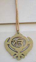 Ek onkar khanda sikh wooden gold colour pendant evil protection car hanger aaaj