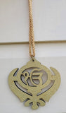 Ek onkar khanda sikh wooden gold colour pendant evil protection car hanger aaaj