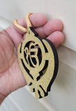 Ek onkar khanda sikh wooden gold colour pendant evil protection car hanger aaaj