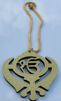 Ek onkar khanda sikh wooden gold colour pendant evil protection car hanger aaaj