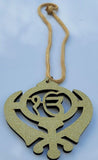 Ek onkar khanda sikh wooden gold colour pendant evil protection car hanger aaaj