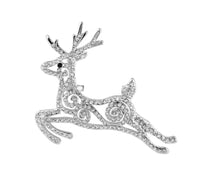 Vintage look stunning rose gold silver plated christmas reindeer brooch pin jj44