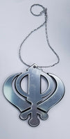 Silver mirror punjabi sikh extra large khanda stunning pendant car rear mirror s