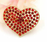 Vintage look gold plated red stones heart brooch suit coat broach cake pin ao4