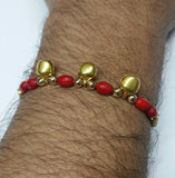 Talisman evil eye protection hindu red thread 3 dangling bells lucky bracelet e5