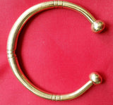 Brass Open Kara 22 ct. Gold Look chunky Singh Kaur kada Sikh Hindu Bracelet