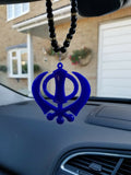 Singh kaur punjabi sikh blue khanda pendant car rear mirror hanging mala a3