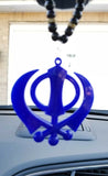 Singh kaur punjabi sikh blue khanda pendant car rear mirror hanging mala a3