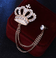 Crown designer brooch stunning gold silver plated vintage look diamonte pin kk