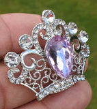 Crown brooch stunning vintage look silver plated stones royal design broach zy4p