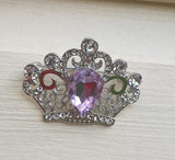 Crown brooch stunning vintage look silver plated stones royal design broach zy4p