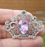 Crown brooch stunning vintage look silver plated stones royal design broach zy4p