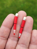 Red pencil ear studs celebrity fashion pin pair stunning hot hollywood look k10