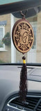 Punjabi sikh wooden ek onkar stunning pendant for car rear mirror red tassel qq1