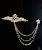 Wings s brooch vintage look gold plated suit coat broach collar cross pin ggg43