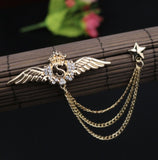 Wings s brooch vintage look gold plated suit coat broach collar cross pin ggg43