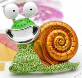 Vintage look silver plated green snail brooch suit coat broach collar pin b480k