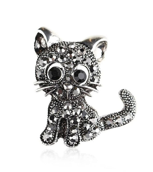 Mothers day cat brooch vintage look celebrity broach silver plated pin ggg93 new