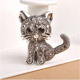 Mothers day cat brooch vintage look celebrity broach silver plated pin ggg93 new