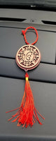 Punjabi sikh wooden ek onkar stunning pendant for car rear mirror red tassel qq