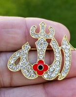 Islamic allahpoppy gold silver plated muslim soldiers british india brooch pin