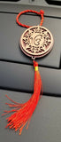 Punjabi sikh wooden ek onkar stunning pendant for car rear mirror red tassel qq