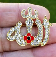 Islamic allahpoppy gold silver plated muslim soldiers british india brooch pin