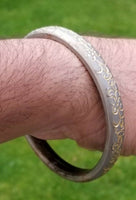 Sikh kara sarbloh floral engraved bangle singh kaur khalsa pure iron kada v12