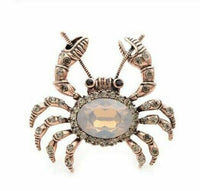 Stunning vintage look copper colour cream crab designer brooch broach pin b55