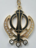 Singh kaur sikh punjabi gold plated black khanda pendant car rear mirror hanging