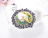 Peacock brooch vintage look stunning diamonte silver plated christmas pin jjj5