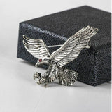 Vintage look silver plated flying eagle brooch suit coat broach collar pin b16