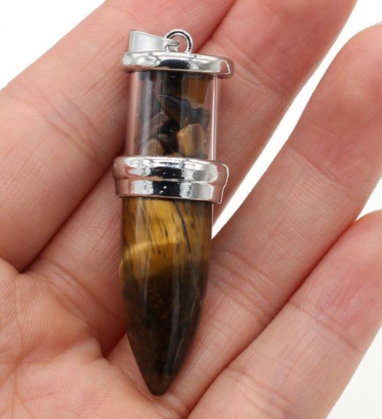 Reiki natural stone pendulum chakra healing meditation pendant necklace ggg77