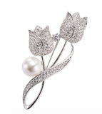 Valentine flower brooch vintage look celebrity broach silver plated pin ggg88