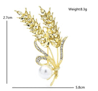 Valentine wheat flower brooch vintage look celebrity broach gold plated pin g85