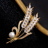 Valentine wheat flower brooch vintage look celebrity broach gold plated pin g85