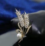 Valentine wheat flower brooch vintage look celebrity broach gold plated pin g85