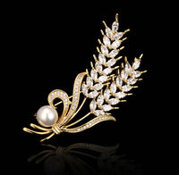 Valentine wheat flower brooch vintage look celebrity broach gold plated pin g85