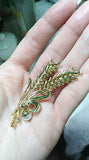 Valentine wheat flower brooch vintage look celebrity broach gold plated pin g85