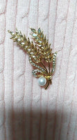 Valentine wheat flower brooch vintage look celebrity broach gold plated pin g85