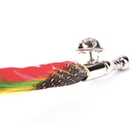 Colourful real feather brooch stunning silver plated vintage look lapel pin gg67