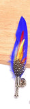 Colourful real feather brooch stunning silver plated vintage look lapel pin gg67