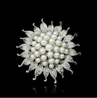 Vintage look silver plated lucky sun flower brooch suit coat broach collar pin h