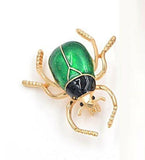 Vintage look gold plated green beetle brooch suit coat broach collar pin gift b3