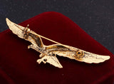 Flying eagle brooch vintage look silver gold plated suit coat broach collar pin