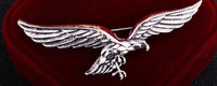 Flying eagle brooch vintage look silver gold plated suit coat broach collar pin