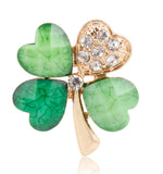 Lucky clover leaf brooch gold plated irish saint patrick broach good luck pin gg