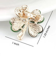 Lucky clover leaf brooch gold plated irish saint patrick broach good luck pin gg