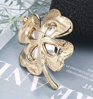 Lucky clover leaf brooch gold plated irish saint patrick broach good luck pin gg