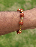 Rudraksh mala natural beads evil eye protection lucky lord ganesh bracelet cc22